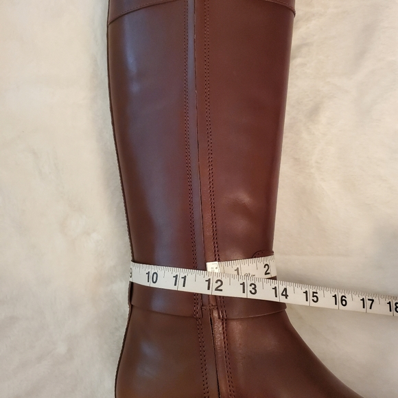 ⭐️SALE⭐️ NEW WITH TAG! TORY BURCH Everly Riding Boots Calf Leather Dark Almond - Picture 13 of 13